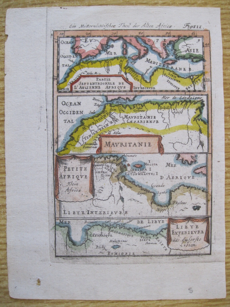 Mapa del norte de Äfrica, Mediterráneo, 1685. Mallet